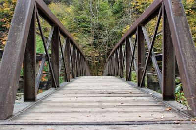 Wooden footbridge in forest