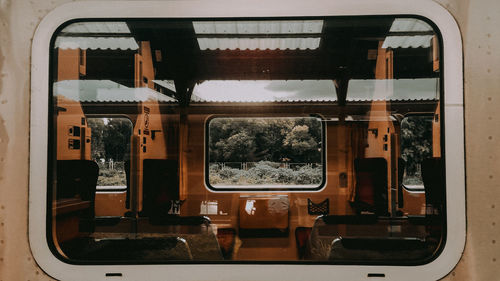 Train seen through window