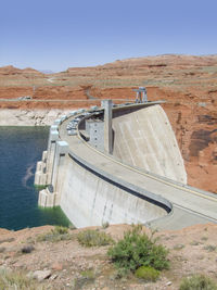 High angle view of dam against sky