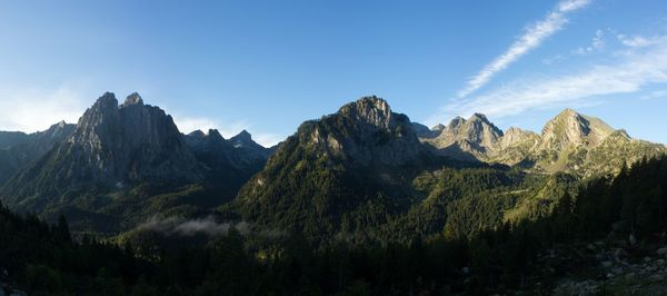 Scenic view of mountains against cloudy sky