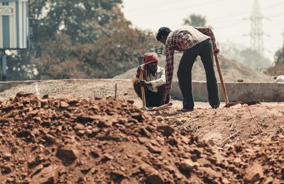 Man working on field