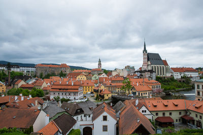 High angle view of townscape against sky