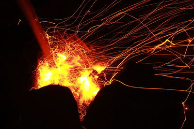 Close-up of fire at night