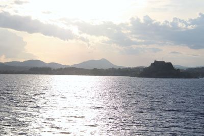 Scenic view of lake against sky