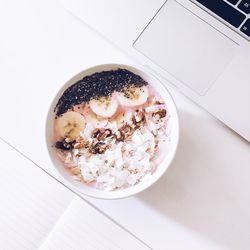 High angle view of breakfast in bowl