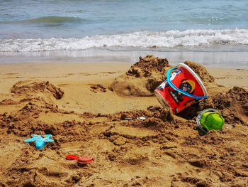 View of beach umbrella on shore