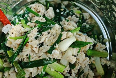 High angle view of food in bowl