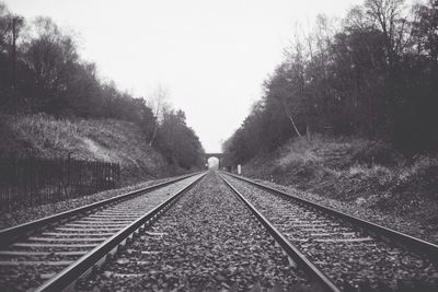 Railroad tracks on railroad track