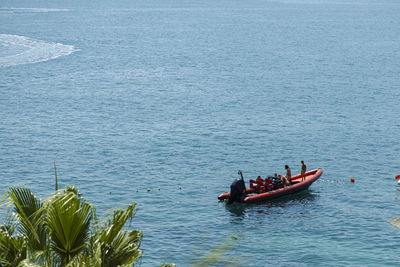 High angle view of people in sea