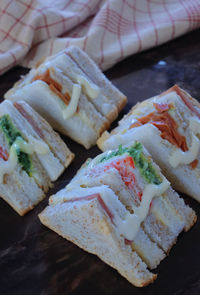 High angle view of food on plate