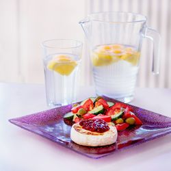 High angle view of breakfast on table