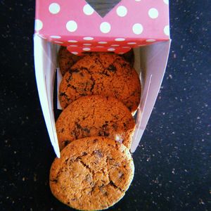 High angle view of cookies in plate