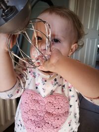 Portrait of cute girl having food