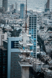 High angle view of buildings in city