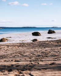 Scenic view of beach against sky