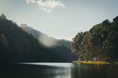 Scenic view of lake against sky