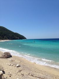 Scenic view of sea against clear sky