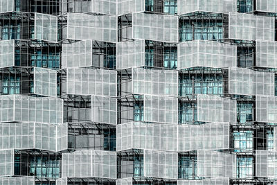 Close up shot of modern apartment building exterior