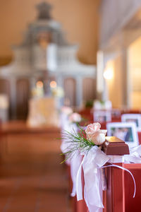 Church interior with wedding decoration