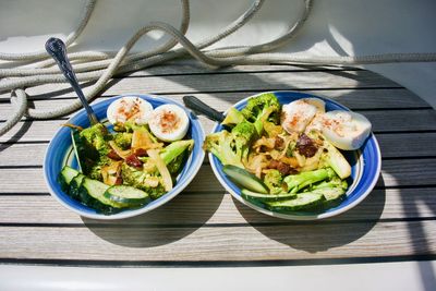 High angle view of food on table