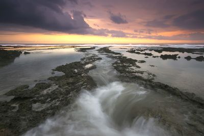 Scenic view of sea during sunset