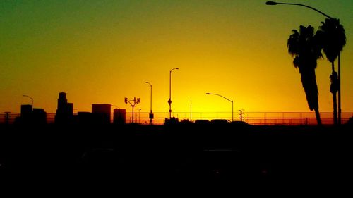 View of city at sunset