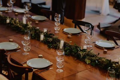 Close-up of place setting on table