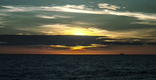 Scenic view of sea at sunset