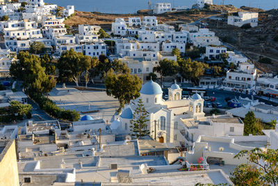 High angle view of buildings in city