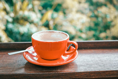 Cup of coffee on table