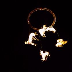 Close-up of fire in dark room