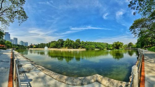 Scenic view of lake against sky