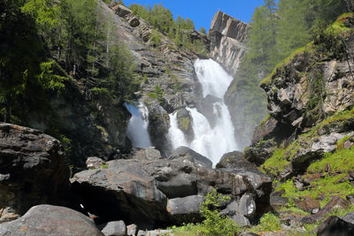 Scenic view of waterfall in forest