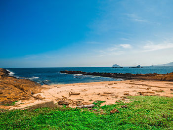 Scenic view of beach against sky