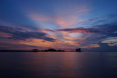 Scenic view of sea at sunset