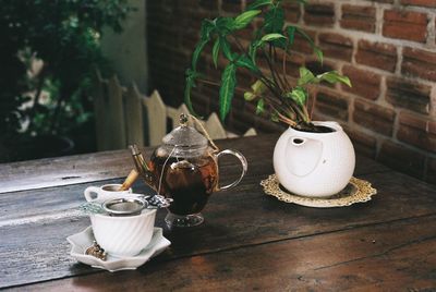 Potted plant on table