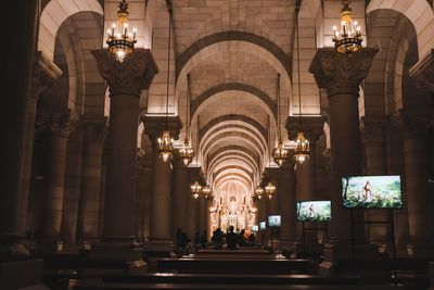 Interior of illuminated cathedral