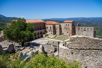 Mistra, greece, july 20, 2022. the city of mistra is an ancient city  which is now in ruins