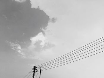 Low angle view of electricity pylon against sky