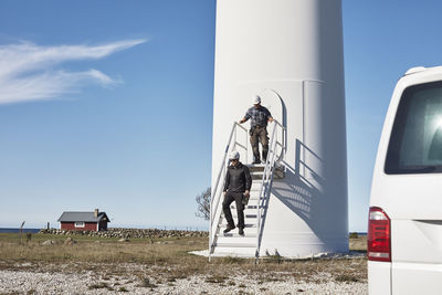Engineers at wind turbine