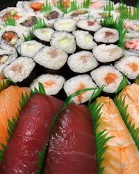 High angle view of sushi 
