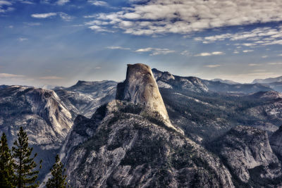 Scenic view of mountains against sky during winter