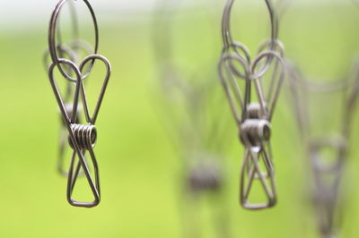 Close-up of metal equipment hanging