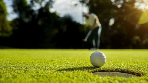 Golf ball on soccer field