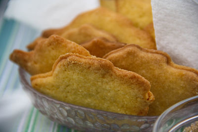 Close-up of bread in container on table