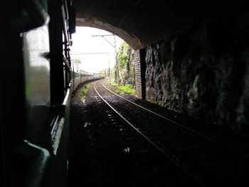 Railroad tracks in tunnel