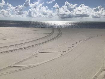 Scenic view of beach against sky