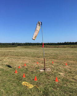 Scenic view of field against clear sky