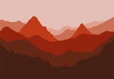 Scenic view of silhouette mountains against sky during sunset