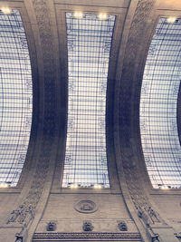 Low angle view of skylight in building